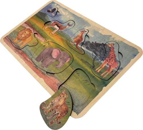 Vahşi Doğa, Ahşap Çocuk Puzzle, Yapboz, Renkli Safari Yapboz, Ahşap Puzzle, 7 Parça