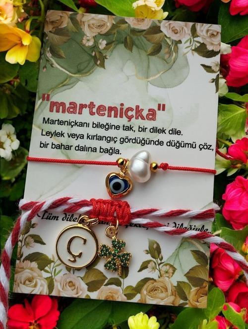 Kadınlar Günü Özel, Zirkon Yonca ve Harf Charm'lı 2'li Kadın Bileklik