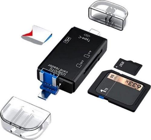 USB 2.0 6 in 1 Kart Okuyucu ve USB Çoklayıcı – Type-C, Micro USB, SD/TF Kart Desteği