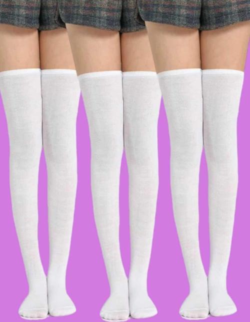 Pamuklu Diz Üstü Çorap 3'Lü Set
