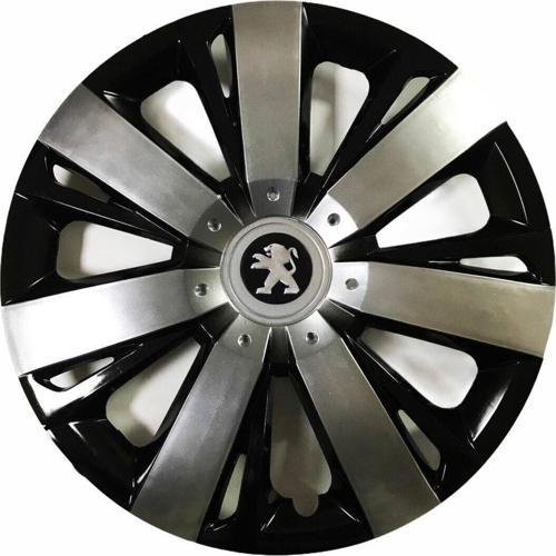 Peugeot 107 Uyumlu 15 Inç Piano Black Siyah Beyaz Renkli Jant Kapağı 4 Adet