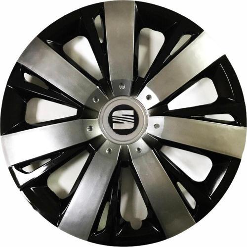 Seat Favorit Uyumlu 15 Inç Piano Black Siyah Beyaz Renkli Jant Kapağı 4 Adet