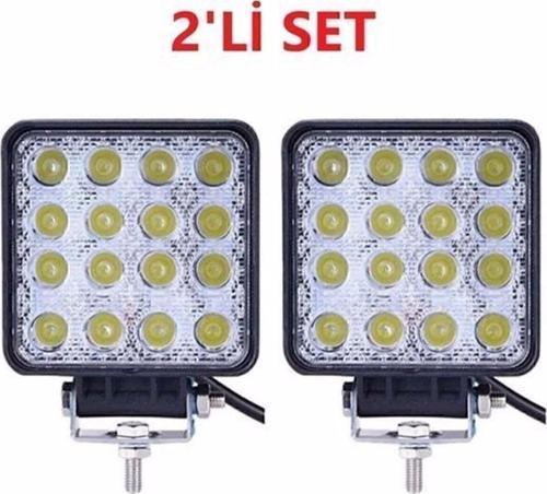 Off Road Sis Farı - Lamba 16 Led Kare Çalışma Lambası 2 Adet