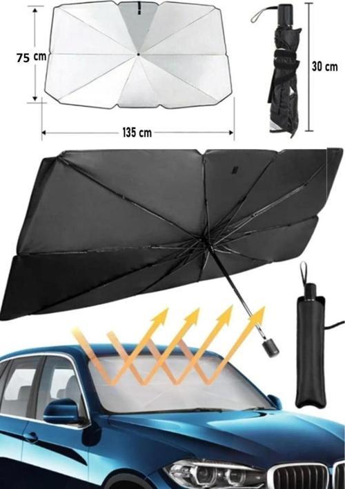 Araba Ön Cam Güneşlik Katlanabilir Güneşlik Şemsiye Ön Cam Gölgelik Büyük Boy 75 Cm X 135 Cm