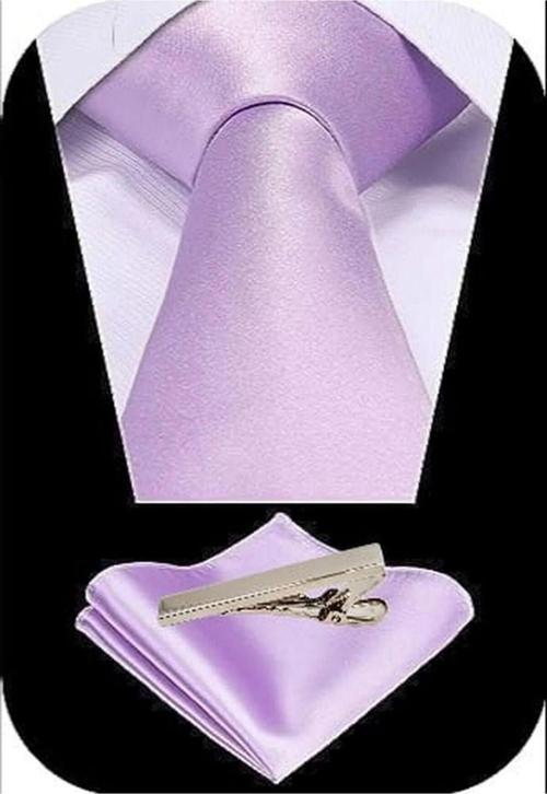 Erkek Saten Kravat Mendil Ve Silver Çelik Kravat İğne Set