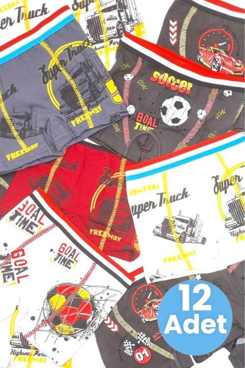 Erkek Çocuk %100 Pamuklu 12'Li Boxer