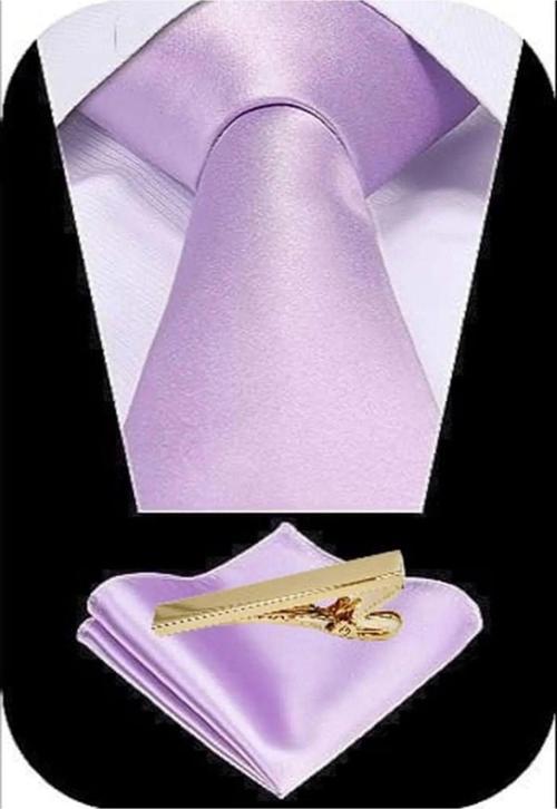 Erkek Saten Kravat Mendil Ve Gold Çelik Kravat İğne Set