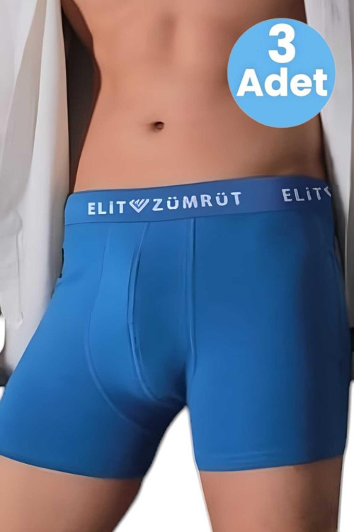 Erkek Pamuklu Baklava Lastikli 3'Lü Boxer