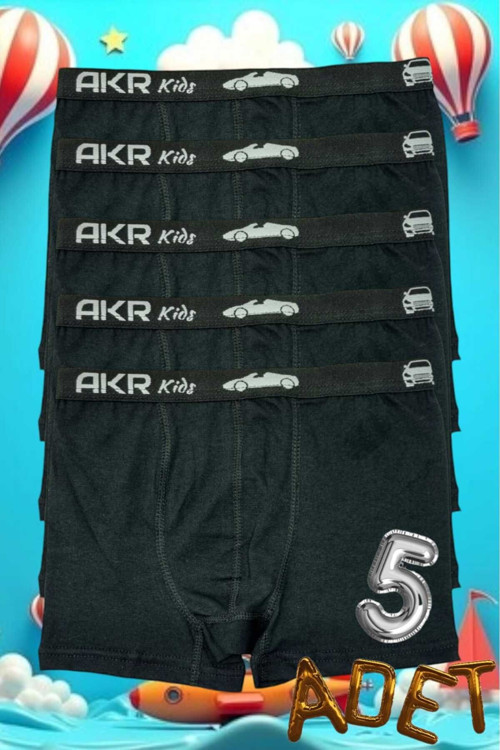 Erkek Çocuk Pamuklu Elastan Boxer 5 Li Paket