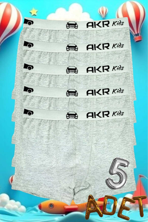 Erkek Çocuk Pamuklu Elastan Boxer 5 Li Paket