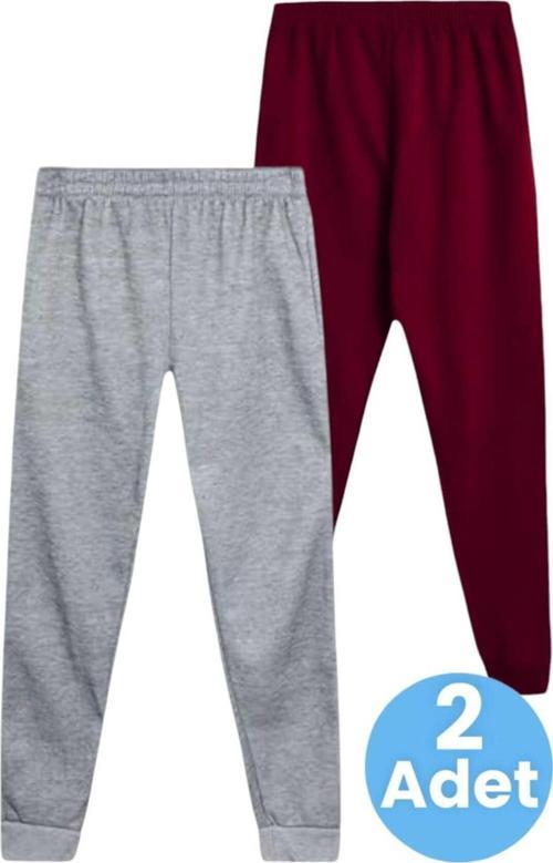 Çocuk Unisex Beli Lastikli Jogger Eşofman Altı 2'Li Set