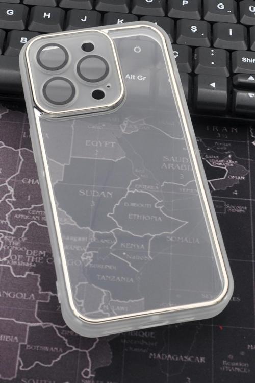 iPhone 12 Pro Max Uyumlu Gri Kenarlı Renkli Yarı Şeffaf Kapak Kılıf Kamera Lens Korumalı