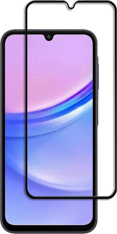 Samsung Galaxy A15 Uyumlu Tam Kaplayan Premium Ekran Koruyucu Cam Anti-Static Özellikli Siyah Çerçeveli