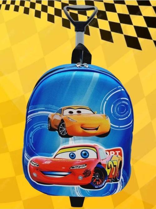 Anaokulu Kreş Şimşek Mcqueen 3D Kabartmalı Tekerli Ve Çekçekli Sırt Çantası Ve Okul Çantası