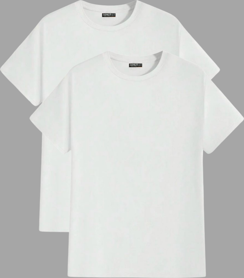 Erkek Siyah Slim Fit Dar Kesim Bisiklet Yaka %100 Pamuk 2'li Tişört Paketi BASIC-T-SHIRT1