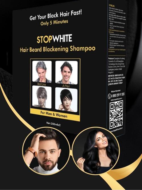 Stop Whıte Stopwhite Saç Sakal Siyahlaştırıcı Beyazlık Giderici Şampuan Seti 400 Ml