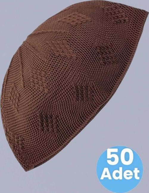 50'Li Dokuma Örgü Desenli Takke Kaliteli Namaz Takkesi