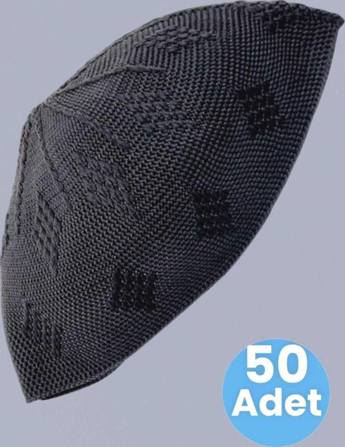 50'Li Dokuma Örgü Desenli Takke Kaliteli Namaz Takkesi