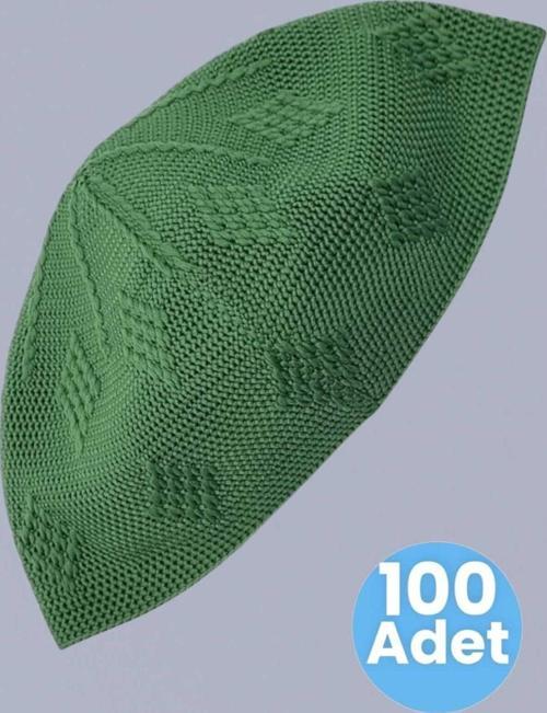 100'Lü Dokuma Örgü Desenli Takke Kaliteli Namaz Takkesi