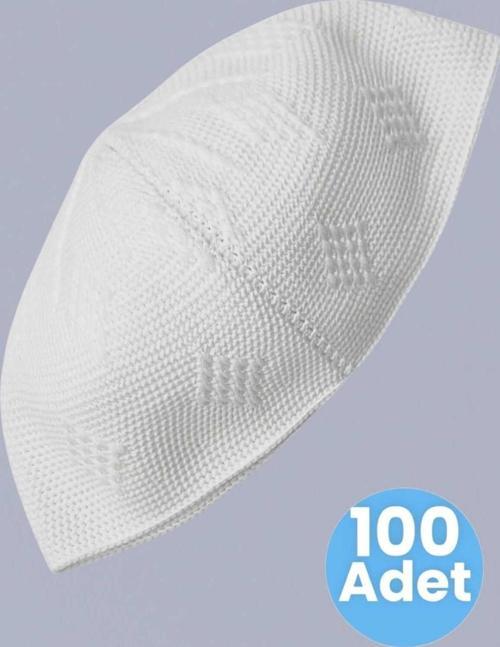 100'Lü Dokuma Örgü Desenli Takke Kaliteli Namaz Takkesi