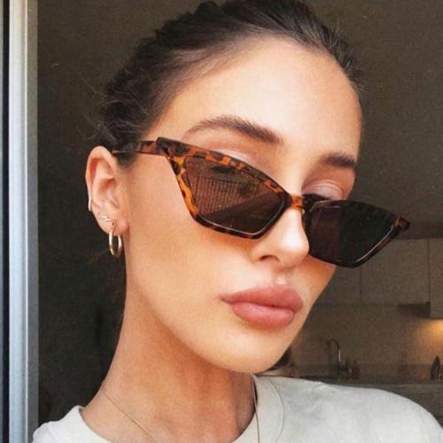 Kadın Thin Cat Eye Leopar Desenli Kahverengi Çerçeveli Güneş Gözlüğü