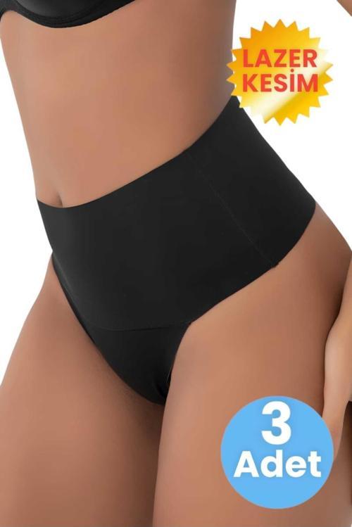 Kadın Lazer Kesim Karın Toparlayıcı Ve İnceltici String Korse 3'Lü Set