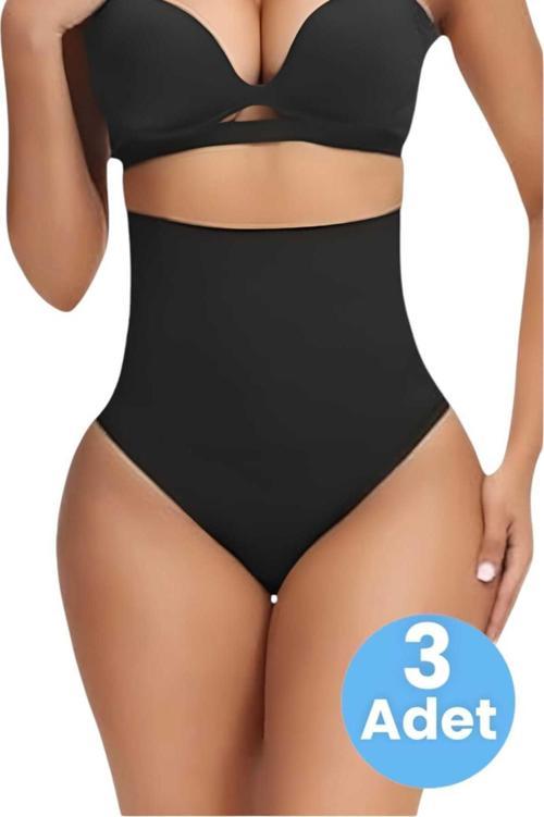 Kadın Dikişsiz Yüksek Bel Karın Toparlayıcı  String Korse 3'Lü Set
