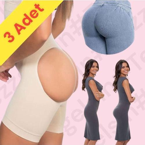 Kadın Beden Incelten Fit Gösteren Açık Popo Dikişsiz Yüksek Bel Korse 3 Adet