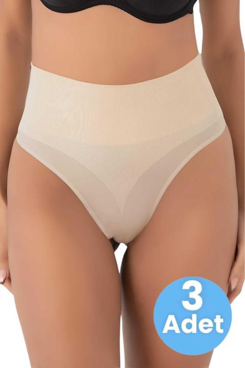 Kadın Dikişsiz Alt Karın Toparlayıcı String Külot Korse 3'Lü Set