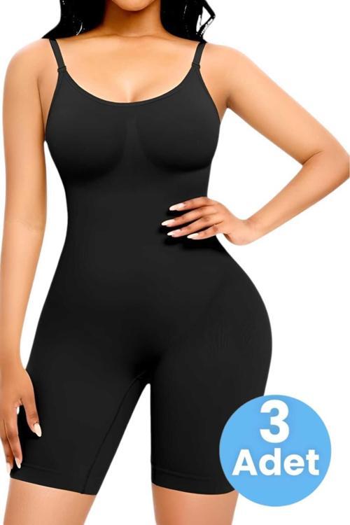 Kadın Dikişsiz İnce Askılı Toparlayıcı Tam Boy Korse 3'Lü Set