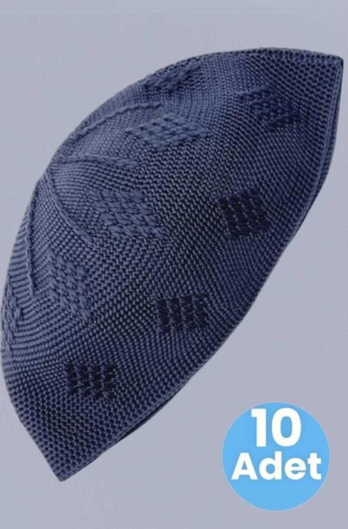 10'Lu Dokuma Örgü Desenli Takke Kaliteli Namaz Takkesi