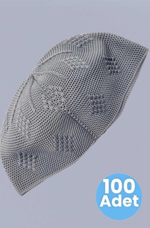 100'Lü Dokuma Örgü Desenli Takke Kaliteli Namaz Takkesi