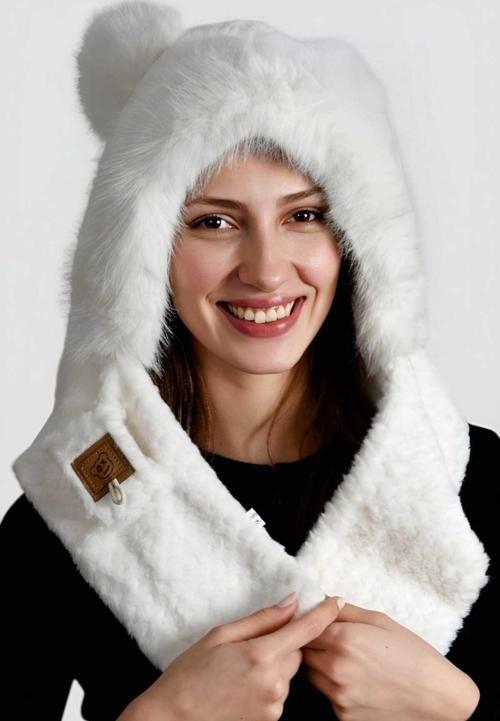 Kadın Kulaklıklı Boyun Bağlamalı Yumuşak Peluş Şapka