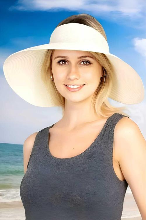 Kadın Geniş Siperli Uv Korumalı Fiyonklu Hasır Vizör Şapka