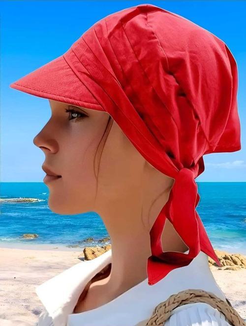 Kadın Safari Bağlamalı Siperli Bandana Plaj Şapkası