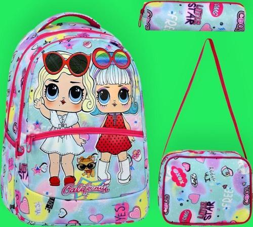 Kız Çocuk Girl Desenli Beslenmeli Ve Kalemlikli Okul Çantası 3'Lü Set