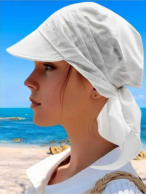 Kadın Safari Bağlamalı Siperli Bandana Plaj Şapkası