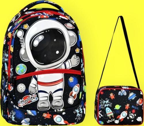Astronot Desenli Beslenmeli Okul Çantası 2'Li Set