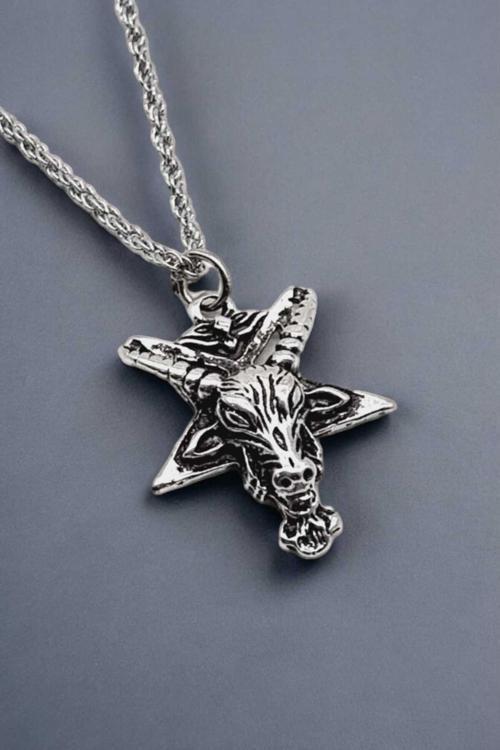 925 Ayar Antik Gümüş Kaplama Goat Head Keçi Kolye