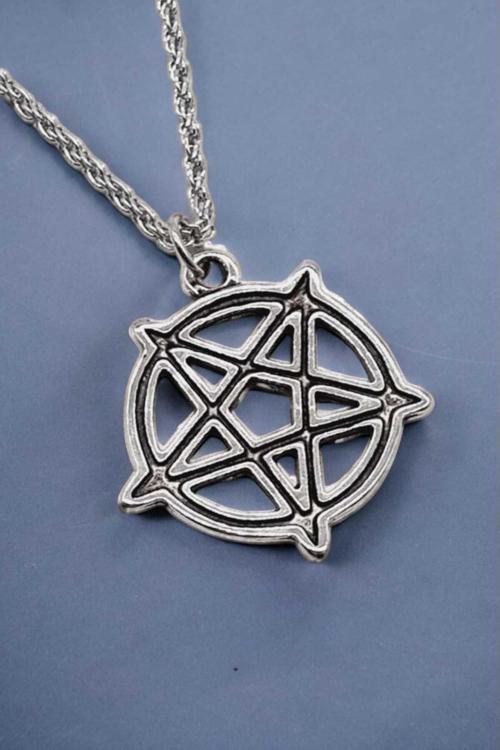 925 Ayar Antik Gümüş Kaplama Pentagram Kolye