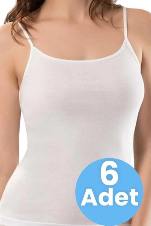 Kadın Ip Askılı Pamuklu Penye 6'Lı Atlet