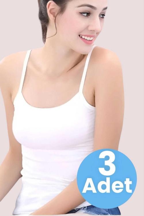 Kadın Ip Askılı Pamuklu Penye 3'Lü Atlet