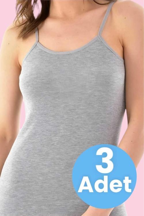 Kadın Ip Askılı Pamuklu Penye 3'Lü Atlet