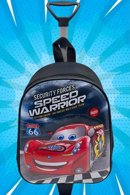 Ana Sınıfı Kreş Cars Speed Mcqueen 5D Kabartmalı Çekçekli Tekerli Sırt Çantası Ve Okul Çantası