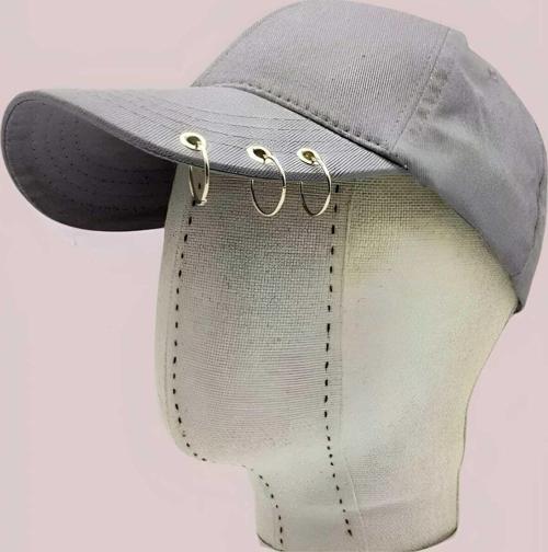 Unisex Arkadan Ayarlanabilir 3 Halka Piercing Şapka Beyzbol Kep Şapka