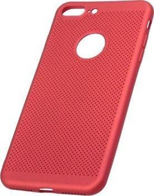 iPhone 7 Plus ile Uyumlu Rubber Delikli Silikon Kılıf Kırmızı