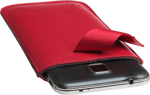 Galaxy S5 G900 ile Uyumlu Çekmeli Deri Kılıf Kırmızı