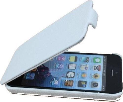 iPhone SE/5S/5 ile Uyumlu Deri Kılıf Dik Mıknatıssız Model Beyaz Renk