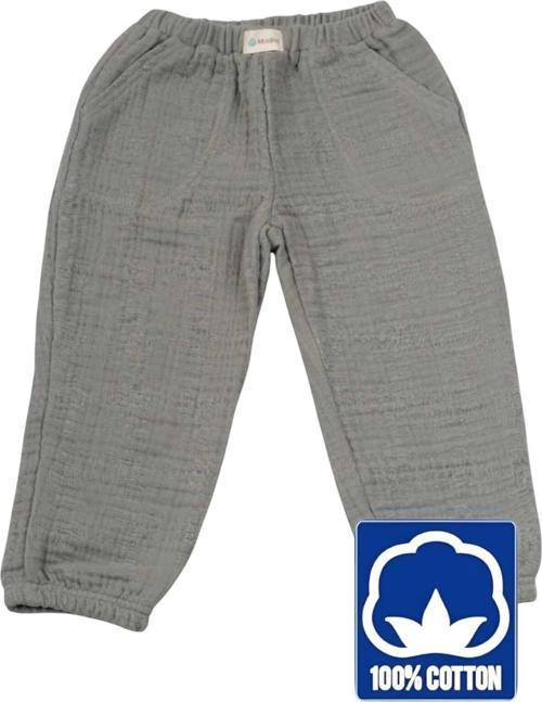 Unisex 4 Kat Müslin Kumaş %100 Organik Pamuklu Çocuk Pantolon