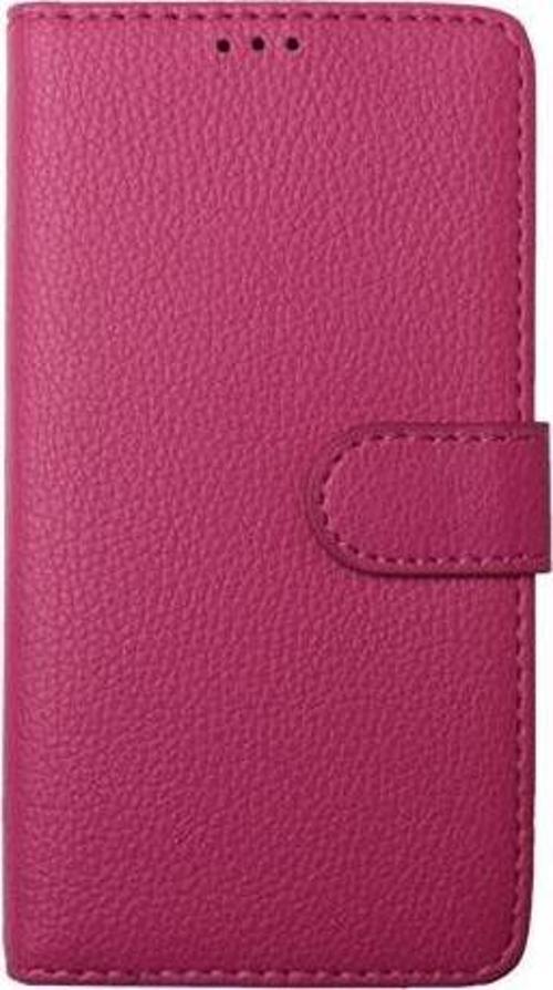 Xperia M2 Dual ile Uyumlu Kılıf Yan Model Kartlıklı Cüzdanlı Pembe